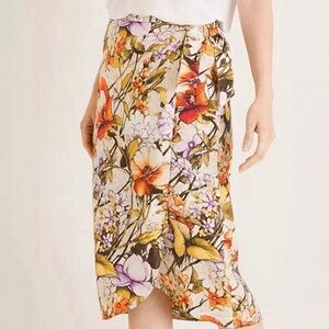 NWT Chico's Floral Print Serong Faux Wrap Skirt Side Zip Boho Colorful